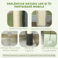 PawHut Copac pentru Pisici Multinivel, Înălțime 104 cm, cu Căsuță, Pat, Stâlpi de Scratching, Perie și Minge, Gri(m-5)