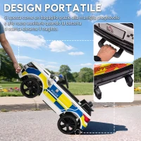 HOMCOM Macchina Elettrica per Bambini della Polizia, 12V Auto Elettrica per Bambini con Telecomando, Sirena Luci Attacco USB per Musica, 110x68x52 cm, Bianco(m-6)