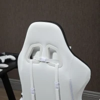 Vinsetto Computer Gaming Chair, PU Leather Office Desk Chair with Footrest, Swivel Wheels, 135° Reclining Back, Lumbar Support, Headrest for Home, White and Black(m-11)