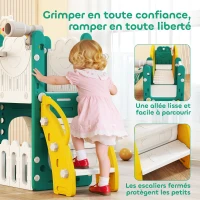 AIYAPLAY Toboggan pour enfant 7 en 1 avec panier de basket, télescope, rangement, tunnel, escalade, tableau de dessin, jaune(m-7)