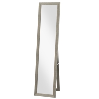 HOMCOM Miroir sur pied mural ou à poser rectangulaire avec cadre en bois pour salon chambre à coucher 37 x 155 cm gris