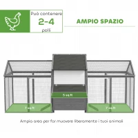 PawHut Pollaio per Galline da Esterno con Nido per Cova, Tetto Impermeabile, Vassoio Estraibile, Grigio(m-4)
