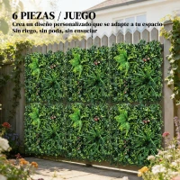 Outsunny Set de 6 Setos Artificiales Ocultación Jardín 50x50 cm Tipo Milán Fácil Montaje Anti-UV para Terraza Balcón Verde(m-7)