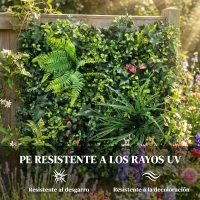 Outsunny Set de 6 Setos Artificiales Ocultación Jardín 50x50 cm Tipo Milán Fácil Montaje Anti-UV para Terraza Balcón Verde(m-5)
