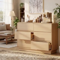 HOMCOM Cómoda com 6 Gavetas Bordos Arredondadas Cómoda para Sala Cozinha Entrada Escritório 120x38x86 cm Madeira(m-9)