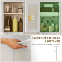 HOMCOM Coluna Casa de Banho com Porta de Vidro Prateleiras Ajustáveis Gaveta para Espaços Pequenos 40x31x170 cm Branco(m-5)