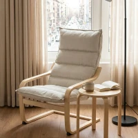 HOMCOM Fauteuil salon fauteuil de loisirs moderne fauteuil chambre avec accoudoirs incurvés, coussins, 67 x 83 x 105 cm, crème(m-13)