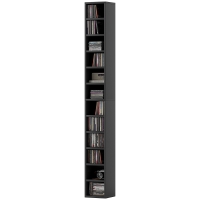 HOMCOM Rangements pour CD et DVD avec 12 compartiments, capacité max. 204 CD, 21 x 20 x 175 cm, noir