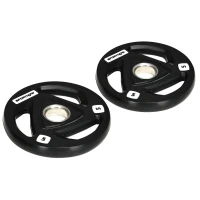 SPORTNOW Two 5kg Olympic Weight Plates, Tri-Grip Rubber-Coated Barbell Weights, with 5cm Holes, for Home, Gym, Office(m-1)