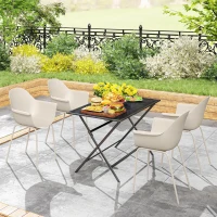 Outsunny 4er-Set Gartenstühle Outdoorstühle Gartenstuhl, Moderns Design, 59 cm x 55 cm x 84 cm, Grau(m-7)