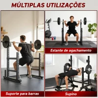 SPORTNOW Suporte Ajustável para Barras de Pesas com Segurança Reforçada Carga até 300 kg Altura Regulável 48-135/45-85 cm Preto(m-4)