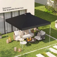 Outsunny gazebo roof replacement UV50+ Waterproof Pop Up Canopy Cover with 8 Drainage Holes 3 x 3 m Black(m-2)