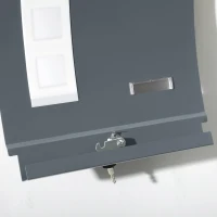 HOMCOM Briefkasten mit Schloss, verzinkter Stahl, 30 cm langer Postschlitz, Grau(m-9)