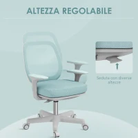 Vinsetto Sedia da Ufficio Ergonomica ad Altezza Regolabile con Schienale Traspirante, 55x48x82.5-94.5 cm, Verde Chiaro(m-5)