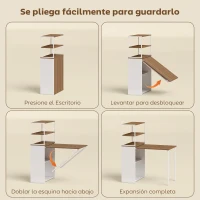 HOMCOM Escritorio Plegable con Estantería con 4 Estantes Mesa de Ordenador para Estudio Oficina Casa 105x60x127 cm Natural(m-7)