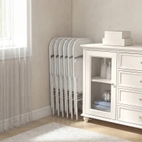 HOMCOM Conjunto de 6 cadeiras dobráveis cadeiras de sala de jantar portáteis estrutura em aço 45 x 46 x 78 cm branco(m-5)