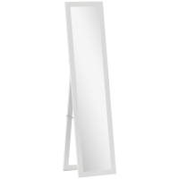 HOMCOM Espejo de Cuerpo Entero 157x37 cm con Marco de MDF Espejo de Pie Inclinado o Colgante Blanco Veteado