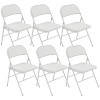 HOMCOM Set da 6 sedie pieghevoli da sala da pranzo portatili struttura in acciaio, 45x46x78 cm, bianco