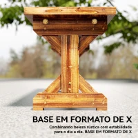 Outsunny Banco de Jardim em Madeira Banco Rústico Exterior de 2 Lugares com Base em Forma de X Suporta 240kg 114x40x46cm Carbonizado(m-7)