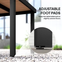 Outsunny 78 cm Garden Dining Table for 4 People, Square Outdoor Coffee End Side Table with Aluminium Legs, Natural Wood Finish(m-7)