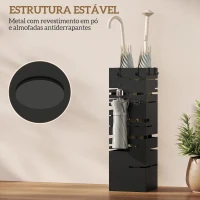 HOMCOM Suporte para Guarda Chuva Metálico com 4 Ganchos e Bandeja de Recolha de Gotas Removível 15,5x15,5x49 cm Branco(m-6)