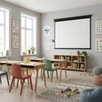 HOMCOM Schermo per Proiettore 120" Formato 4:3 Regolabile con Telecomando, 244x183cm, Nero(m-11)