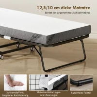 HOMCOM Klappbett 80x200 cm Erwachsene Gästebett Klappbar mit 10cm Dicker Schaumstoff Reisebett mit Stahlrahmen Feldbett mit Rollen bis 150 kg belastbar Einzelbett(m-5)