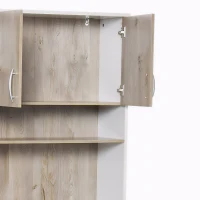 HOMCOM Credenza Cucina Multifunzione in Legno con Cassetti e Vani Aperti, 100x39x181,5 cm, Bianco(m-10)