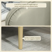 HOMCOM Divano Letto 3 Posti con Schienale Reclinabile e Rivestimento Effetto Velluto, 185x84x83 cm, Beige(m-7)