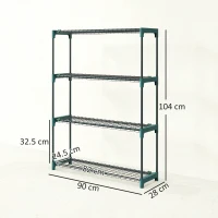 Outsunny Set di 2 Scaffali per Piante a 4 Livelli in Acciaio con Ganci, 90x28x104 cm, Verde(m-3)