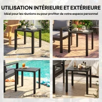 Outsunny Mesa de jardim quadrada, mesa de terraço, estrutura em metal, interior e exterior, para varanda, alpendre, pátio, preto(m-4)