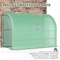 Outsunny Serra da Giardino con Copertura in Plastica, Resistente ai Raggi UV, 3 Piani, Porte a Rullo, Verde(m-7)