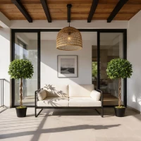 Outsunny 2er-Set Künstlicher Lorbeerbaum, 120 cm, Kunstpflanzen im Zementtopf, Kunststoff-Pflanzen für drinnen und draußen, Grün(m-6)