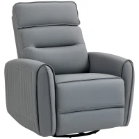 HOMCOM Fotoliu Relax Reglabil Manual cu Suport pentru Picioare, Tapițerie cu Efect de Piele și Bază Rotativă, Gri(m-11)
