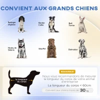 PawHut Canapé pour chien grand lit surélevé pour chien coussin lavable cadre en bois tissu polyester 98 x 67 x 25 cm bleu(m-4)