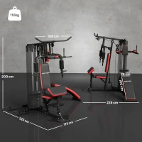 SPORTNOW Stazione Fitness Multifunzione per Allenamento del Corpo, in Acciaio e PU, 225x175x200 cm, Nero(m-3)