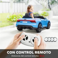 HOMCOM Coche Eléctrico para Niños de +3 Años AUDI RS e-tron GT Coche de Batería con Mando a Distancia 103x58x41 cm Azul(m-5)