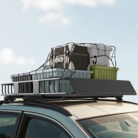 HOMCOM Dachgepäckträger Auto Dachkorb aus Metall 162x99x16cm Universal Gepäckträger Dachträger Tragfähigkeit von 100 kg Gepäckkorb für Camping, Grillen, Autoreisen Schwarz(m-7)