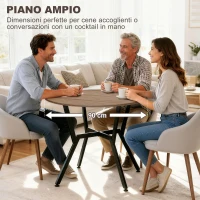HOMCOM Tavolo Rotondo da Soggiorno per 2 Persone con Sostegno a X, in Legno e Acciaio, Ø90x76 cm, Nero e Marrone(m-6)