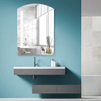 HOMCOM Miroir de Salle de Bain avec éclairage LED 50x70cm, Miroir Mural Lumineux, Interrupteur Tactile, étagère de rangement intégrée(m-10)
