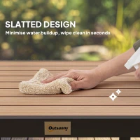 Outsunny 78 cm Garden Dining Table for 4 People, Square Outdoor Coffee End Side Table with Aluminium Legs, Natural Wood Finish(m-5)