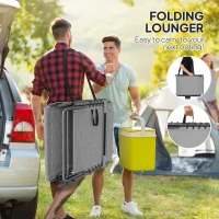 Outsunny Składany leżak ogrodowy z poduszką, leżanka z 5-stopniową regulacją oparcia, do 120 kg(m-7)