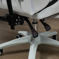 Vinsetto Computer Gaming Chair, PU Leather Office Desk Chair with Footrest, Swivel Wheels, 135° Reclining Back, Lumbar Support, Headrest for Home, White and Black(m-13)