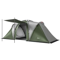 Outsunny Family Camping Tent 3000mm Waterproof Windproof Tunnel Tent 8-12 Person Two Bedrooms Green(m-10)