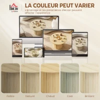 HOMCOM Table basse ronde, table de salon avec rangement, porte coulissante à lattes, 2 étagères, effet bois naturel(m-8)