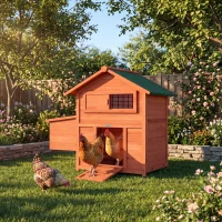 PawHut Chicken Coop, Wooden Hen House with Nesting Box, Pull-Out Tray, Sliding Window, Waterproof Roof, Perches and Ramp(m-2)