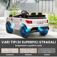 HOMCOM Macchina Elettrica per Bambini 3-6 Anni con Telecomando, Luci LED e Clacson, in PP e Metallo, 110x68x52 cm, Bianco(m-9)