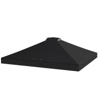 Outsunny gazebo roof replacement UV50+ Waterproof Pop Up Canopy Cover with 8 Drainage Holes 3 x 3 m Black(m-11)