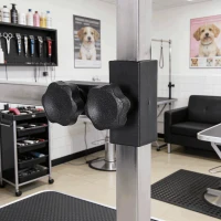 PawHut 42" Dog Grooming Table, Adjustable Pet Cat Drying Beauty Table with 2 Loops Storage Basket, Rubber Top, Black(m-12)