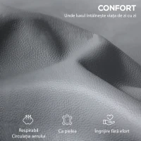 HOMCOM Fotoliu Relax Reglabil Manual cu Suport pentru Picioare, Tapițerie cu Efect de Piele și Bază Rotativă, Gri(m-8)